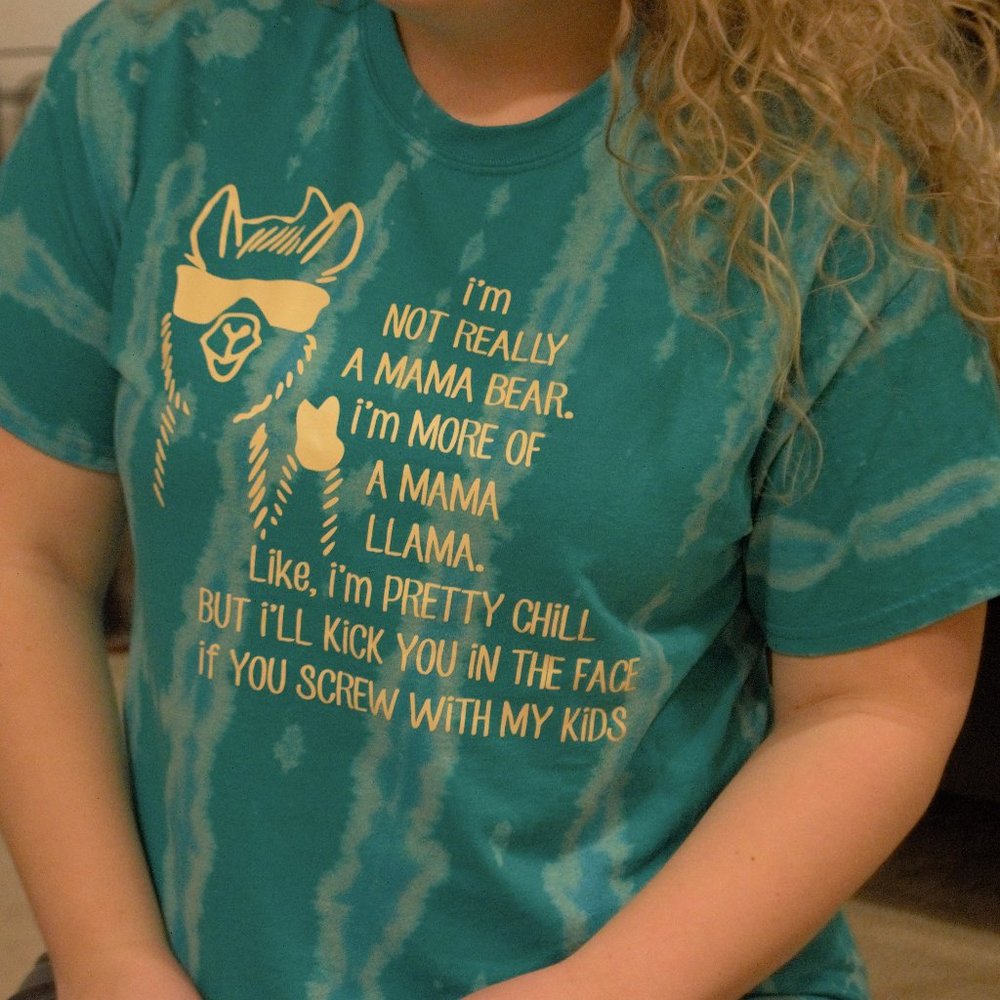 Teal & Light Blue Funny Mama Llama T-Shirt